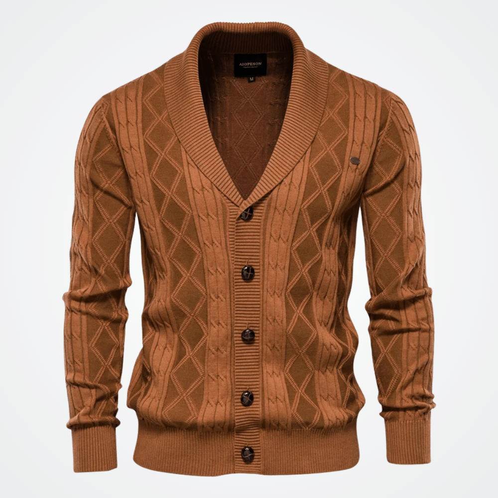 Cardigan Tricot Masculino Manchester Cardigan Tricot Masculino Manchester - P / Laranja Algodão, Cardigan, Gola Smooking, Lã, Tricot