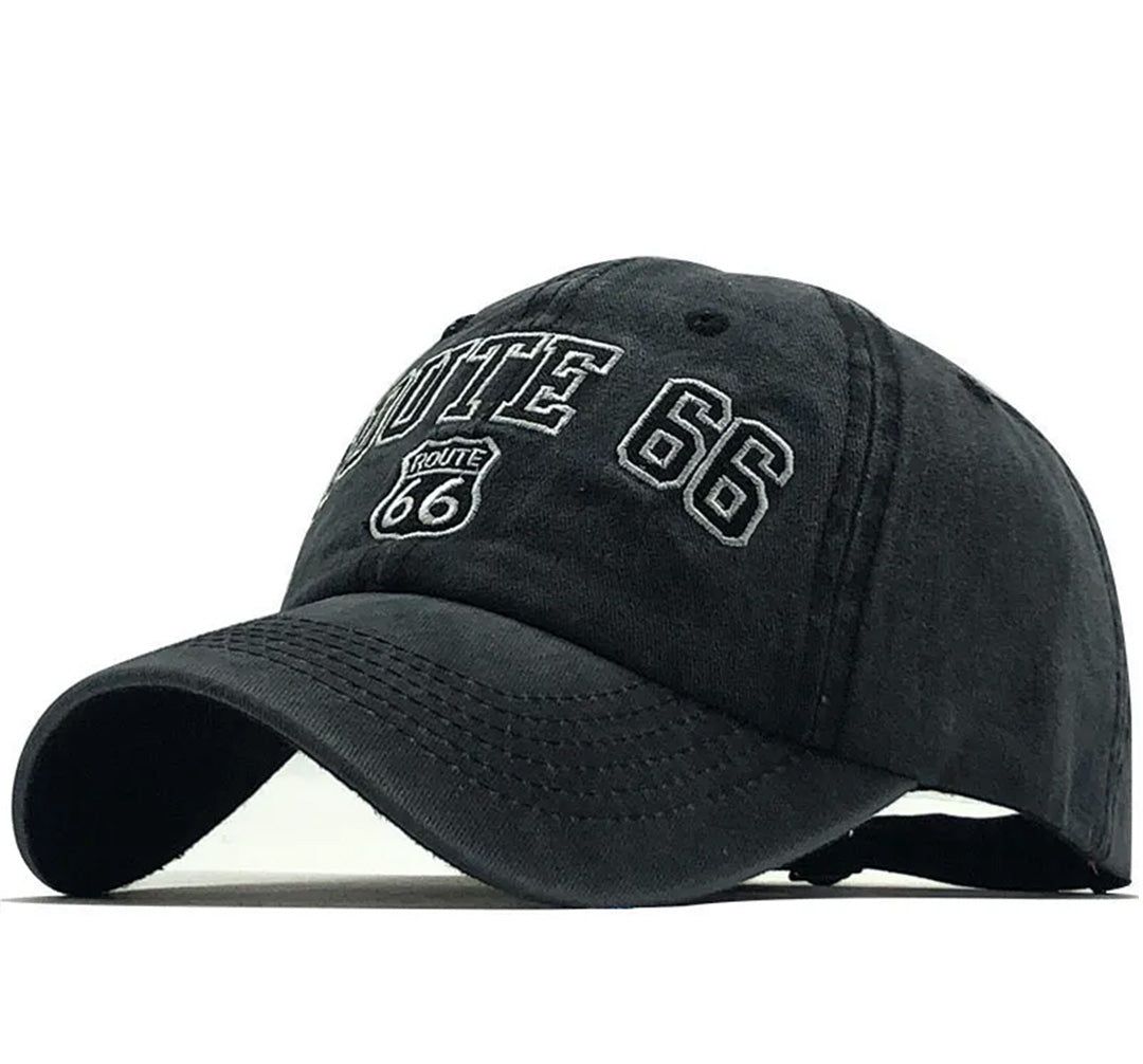 Boné Route 66 Aba Curva Boné Route 66 Aba Curva - Preto bonebaseball, bones, boneverde