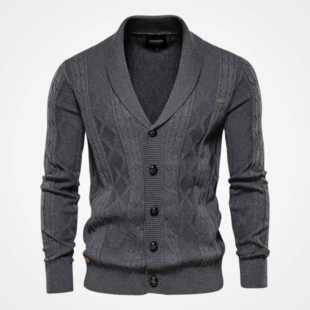 Cardigan Tricot Masculino Manchester Cardigan Tricot Masculino Manchester - P / Cinza Algodão, Cardigan, Gola Smooking, Lã, Tricot