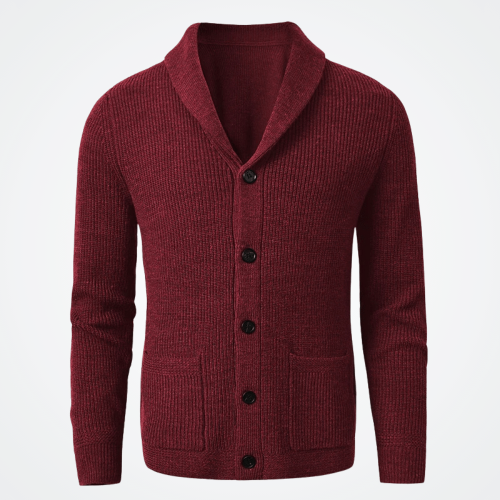 Cardigan Masculino Londres Cardigan Masculino Londres - P / Vinho Cardigan, Gola Smooking, Lã, Poliéster