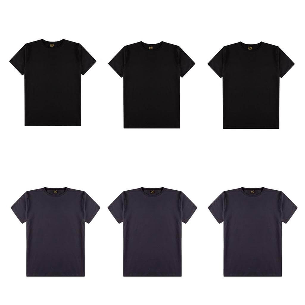 Kit 6 Camisetas Básicas Masculina 100% Algodão Kit 6 Camisetas Básicas Masculina 100% Algodão - P / 3 Pretas e 3 Cinzas kit camisetas basicas