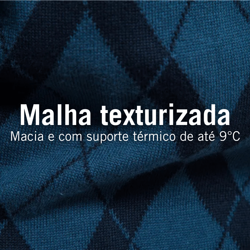 Suéter Masculino Áustria Suéter Masculino Áustria - PP / Azul Marinho Gola Alta, Meia Vista, Poliéster, suéter