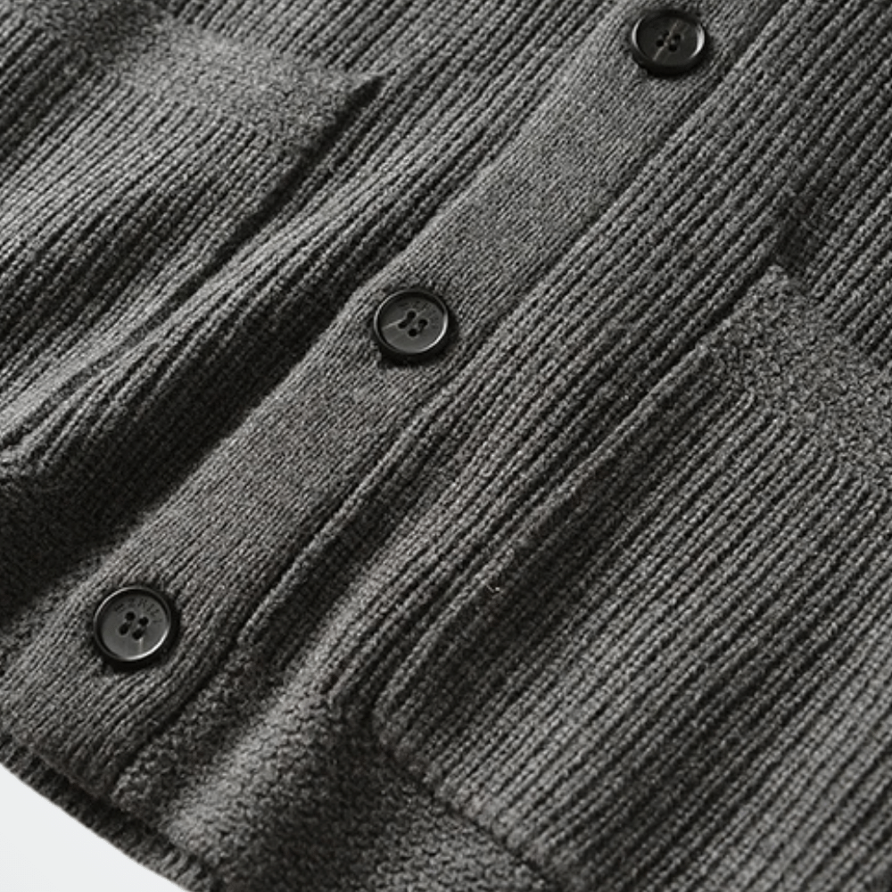 Cardigan Masculino Londres Cardigan Masculino Londres - P / Cinza Cardigan, Gola Smooking, Lã, Poliéster