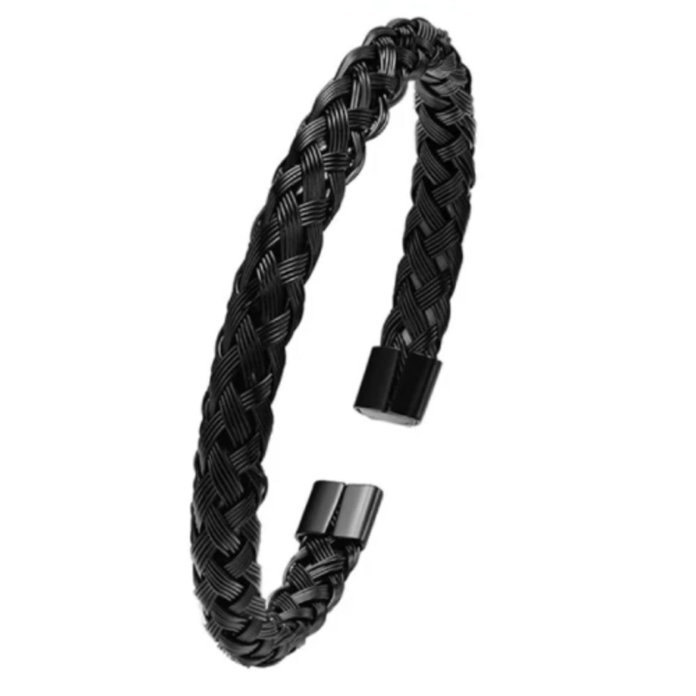 Bracelete Cuff Trançado de Aço Inoxidável - Vitrinni Shop