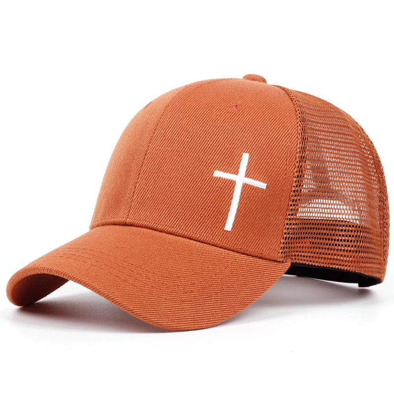 Boné Trucker Cruz Divina Aba Curva Boné Trucker Cruz Divina Aba Curva - Laranja