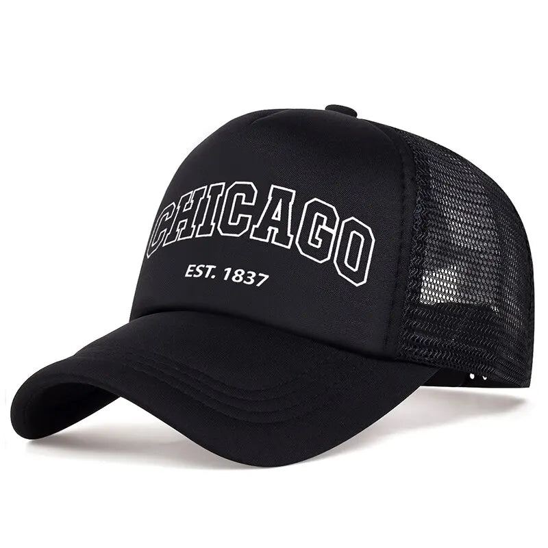 Boné Trucker Chicago Aba Curva Boné Trucker Chicago Aba Curva - Preto