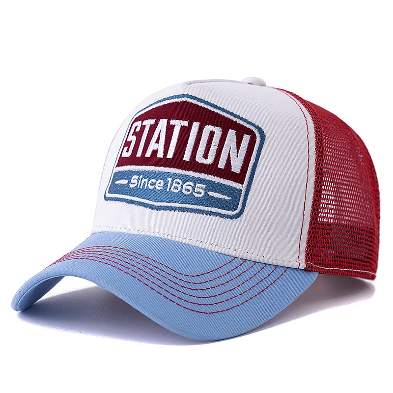Boné Trucker Station Aba Curva Boné Trucker Station Aba Curva - Azul e Branco