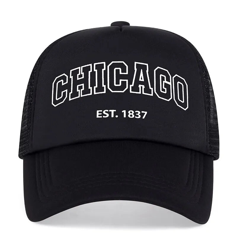 Boné Trucker Chicago Aba Curva Boné Trucker Chicago Aba Curva - Preto