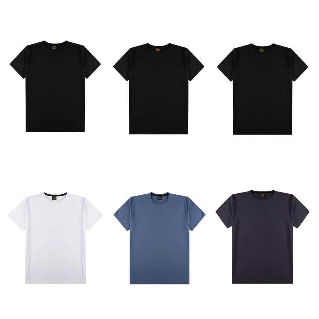 Kit 6 Camisetas Básicas Masculina 100% Algodão Kit 6 Camisetas Básicas Masculina 100% Algodão - P / 3 Pretas Branco Azul e Cinza kit camisetas basicas