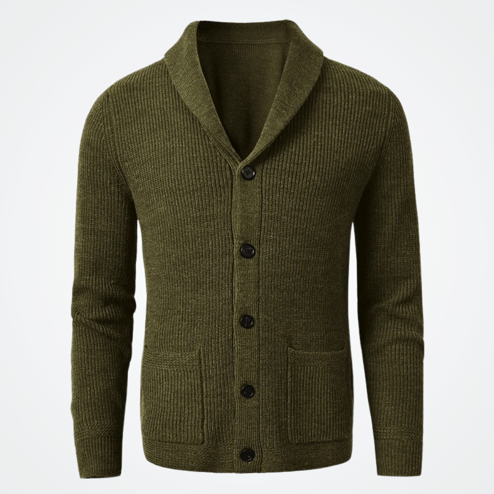 Cardigan Masculino Londres Cardigan Masculino Londres - P / Verde Cardigan, Gola Smooking, Lã, Poliéster