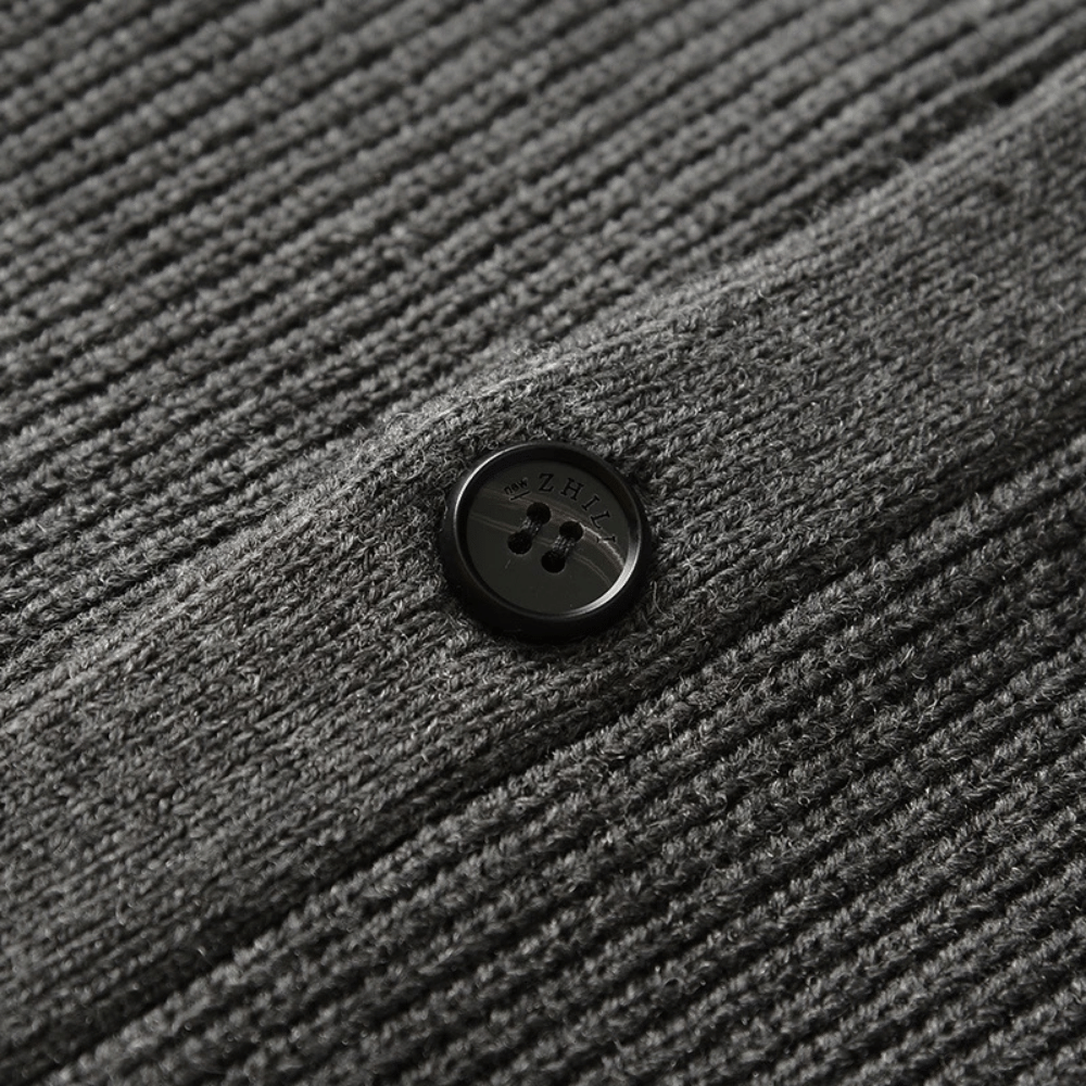 Cardigan Masculino Londres Cardigan Masculino Londres - P / Cinza Cardigan, Gola Smooking, Lã, Poliéster