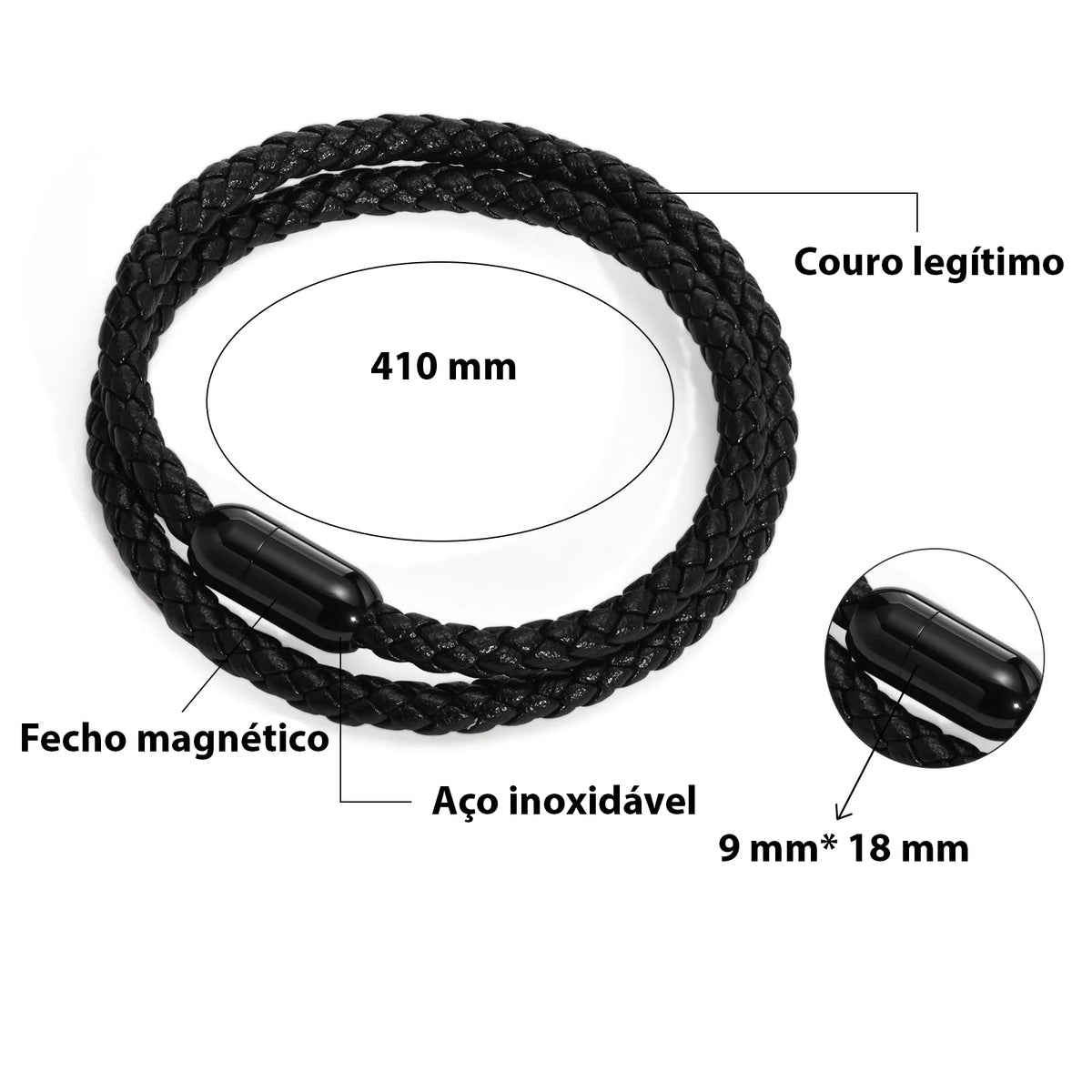 Pulseira Bruce de Couro Trançado - Vitrinni Shop