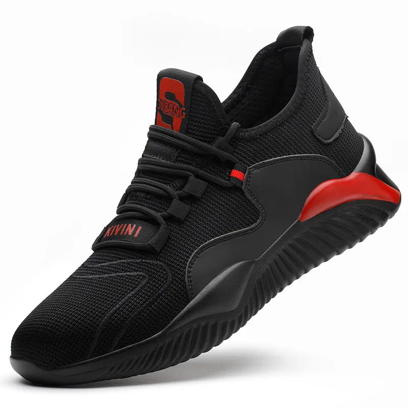 Dropshipping Men Women Work Shoes Steel Toe Cap Safety Boots European Standard Anti-smash Anti-puncture Sport Shoes Safety Shoes Vitrinni Shop 797-Blackred 38