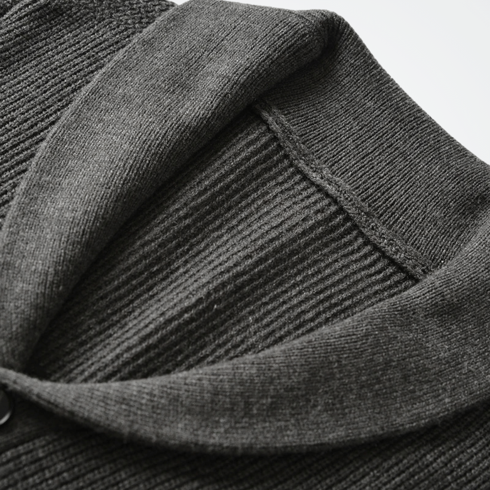Cardigan Masculino Londres Cardigan Masculino Londres - P / Cinza Cardigan, Gola Smooking, Lã, Poliéster