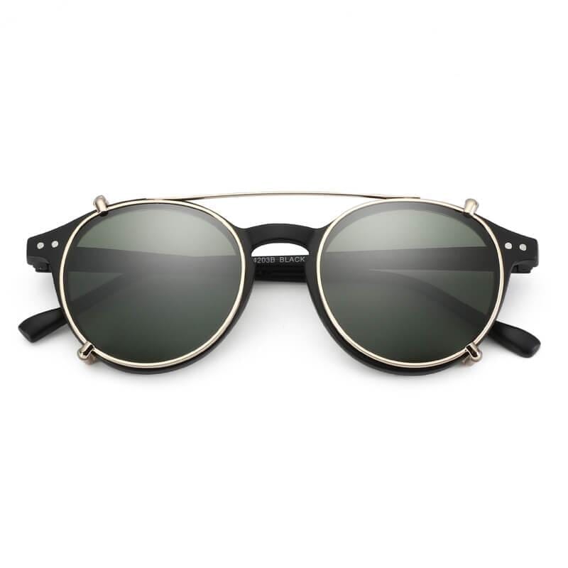 Óculos De Sol Round Zenottic Clip-on Vitrinni Shop Preto - armação dourada