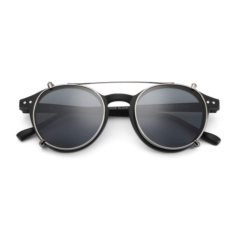 Óculos De Sol Round Zenottic Clip-on Vitrinni Shop Preto - armação prata