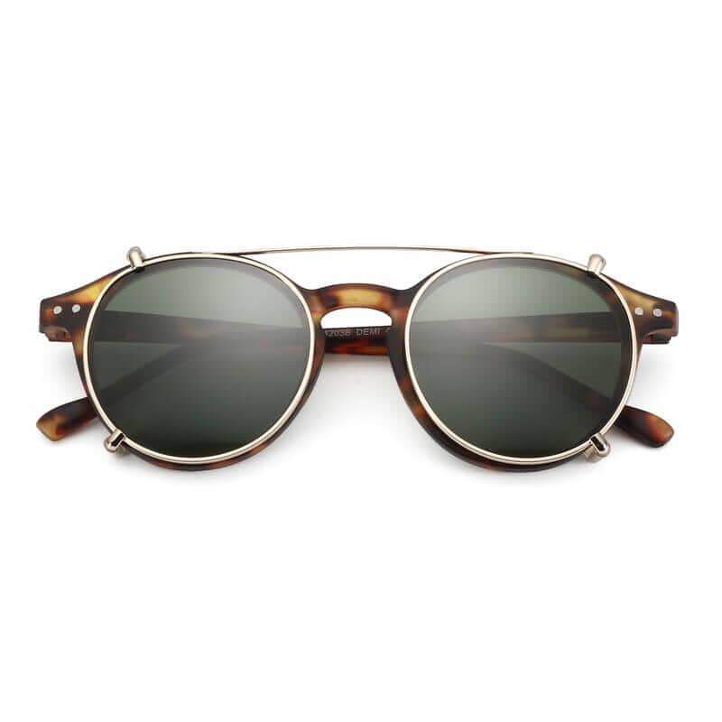 Óculos De Sol Round Zenottic Clip-on Vitrinni Shop Tartaruga - armação dourada