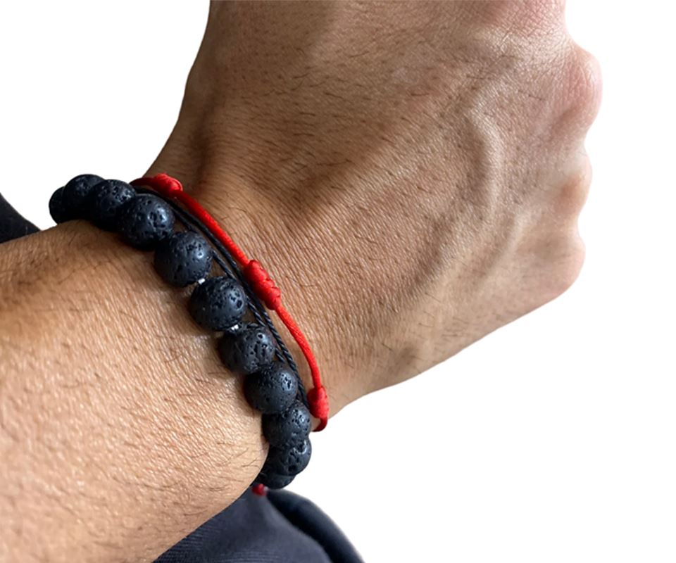 Pulseira de Pedra Natural Lava Vulcânica Vitrinni Shop