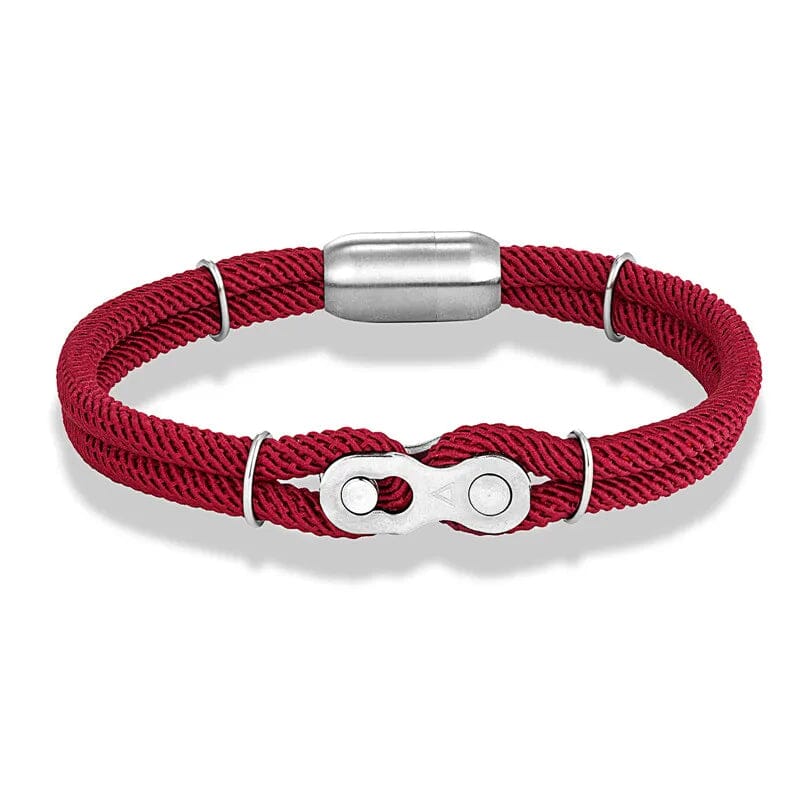 Pulseira Gomo de Corrente Vitrinni Shop Vermelho Bordô 19 cm