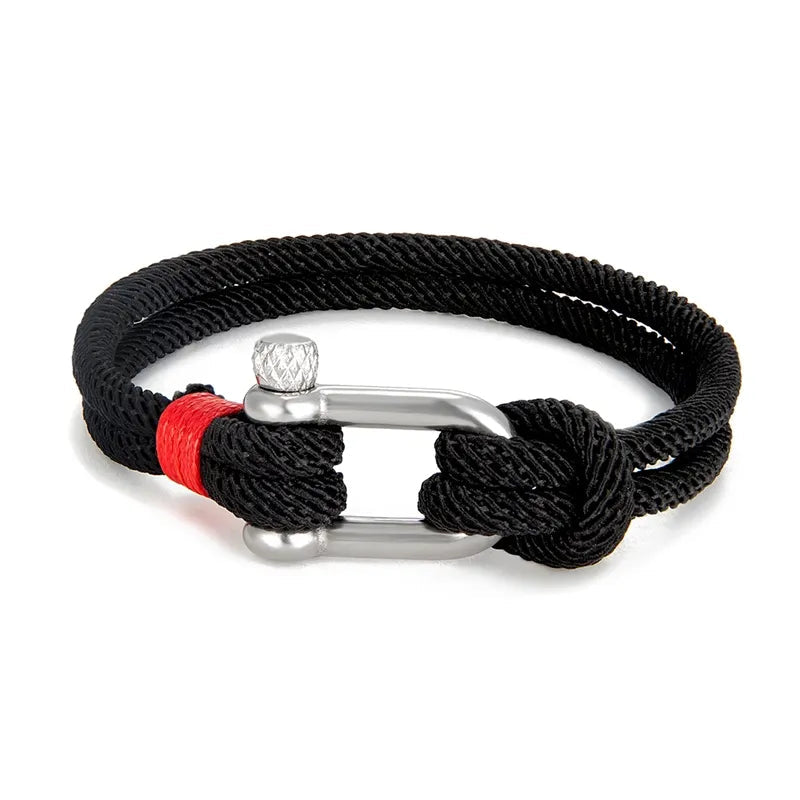 Pulseira Manilha Vitrinni Shop Preto e Prata 19 cm