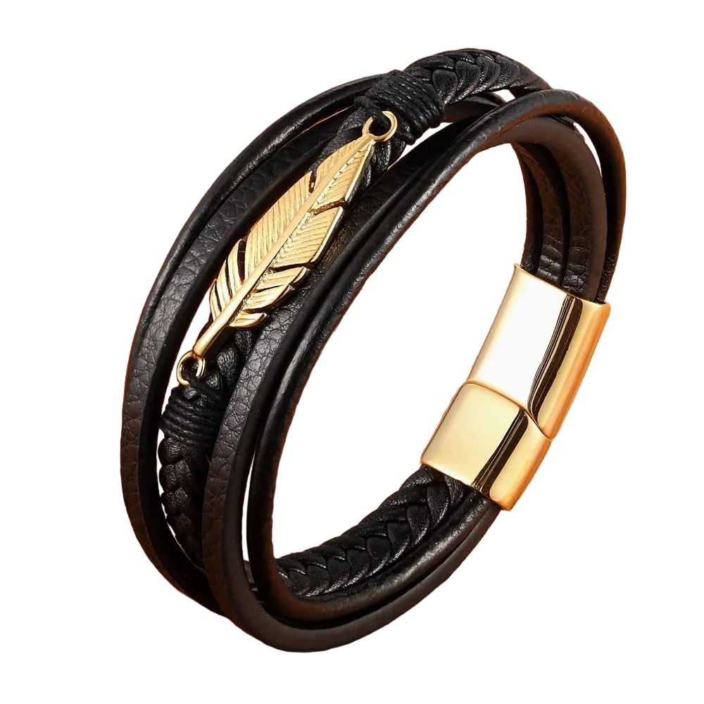 Pulseira Pena Vitrinni Shop Dourada 19 cm