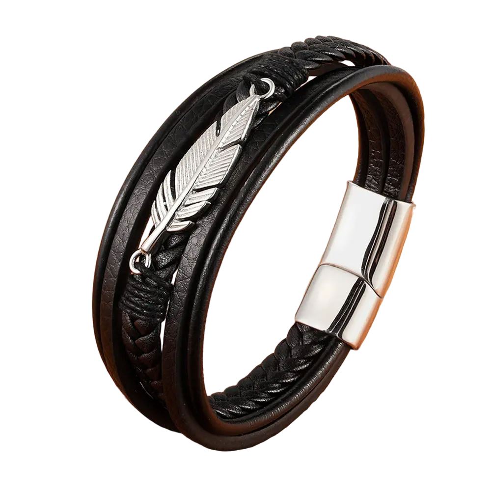 Pulseira Pena Vitrinni Shop Prata 19 cm
