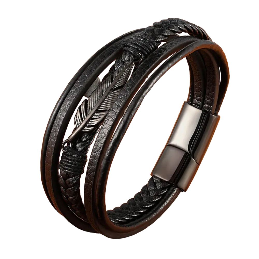 Pulseira Pena Vitrinni Shop Preta 19 cm