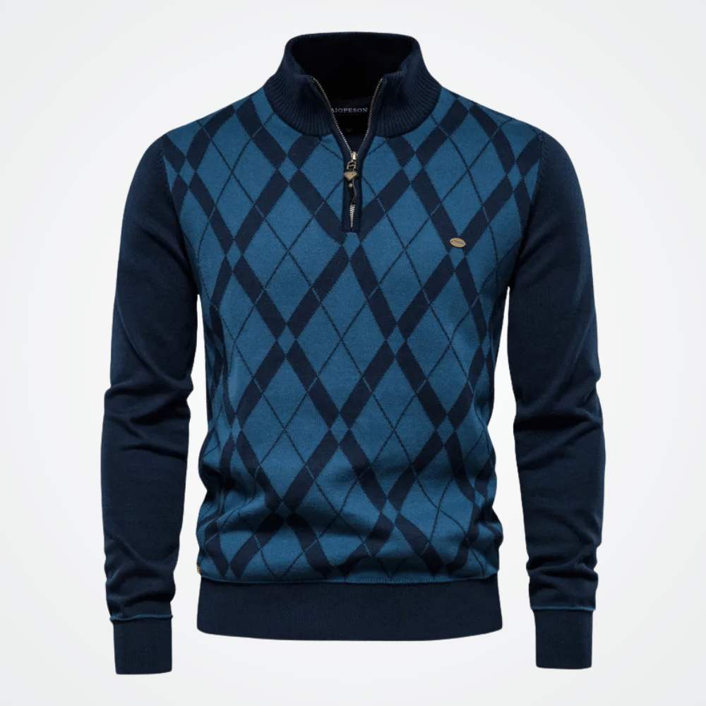 Suéter Masculino Áustria Suéter Masculino Áustria - PP / Azul Marinho Gola Alta, Meia Vista, Poliéster, suéter