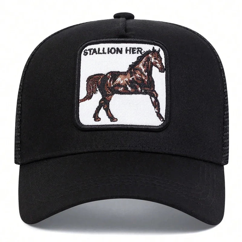 Boné Trucker Cavalo Pampa Aba Curva Boné Trucker Cavalo Pampa Aba Curva - Preto 