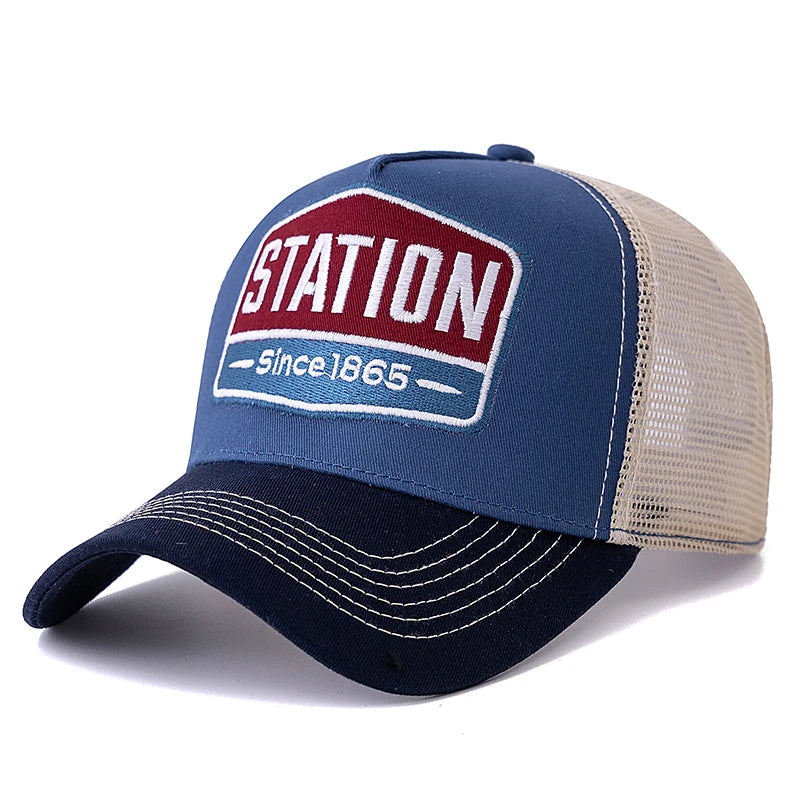 Boné Trucker Station Aba Curva Boné Trucker Station Aba Curva - Azul 