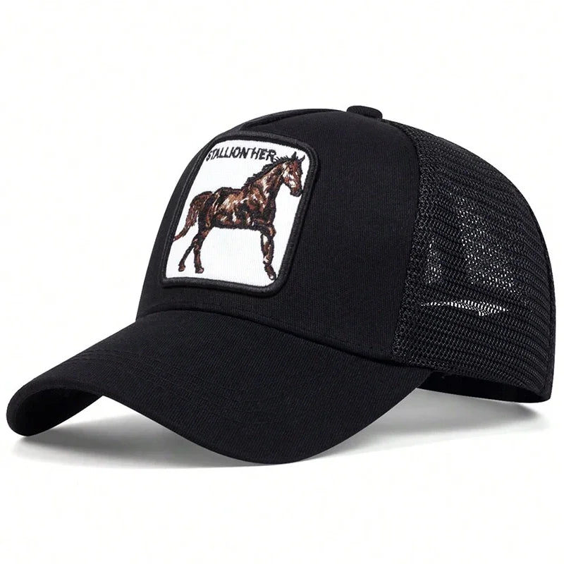 Boné Trucker Cavalo Pampa Aba Curva Boné Trucker Cavalo Pampa Aba Curva - Preto 