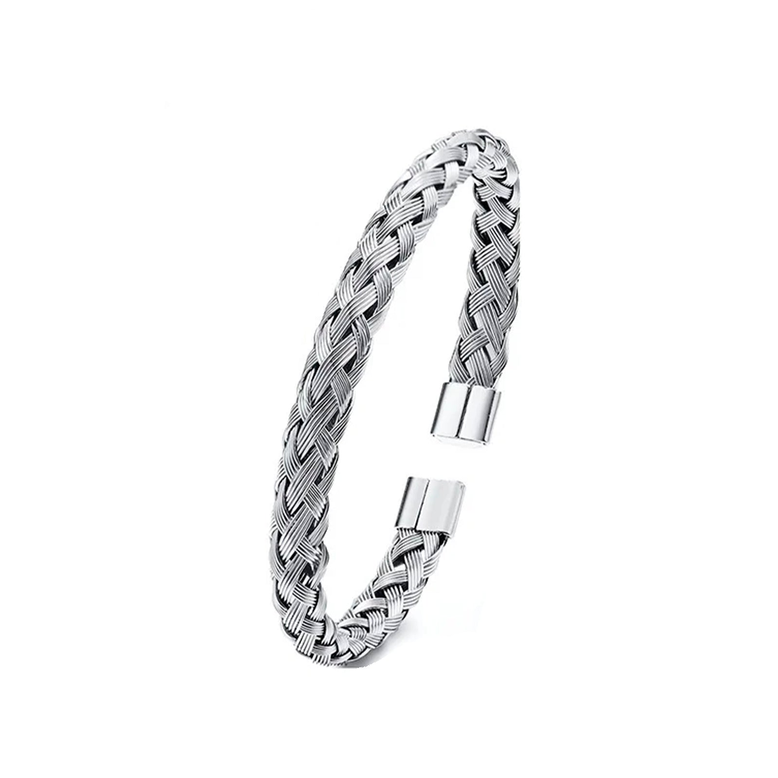 Bracelete Cuff Trançado de Aço Inoxidável - Vitrinni Shop