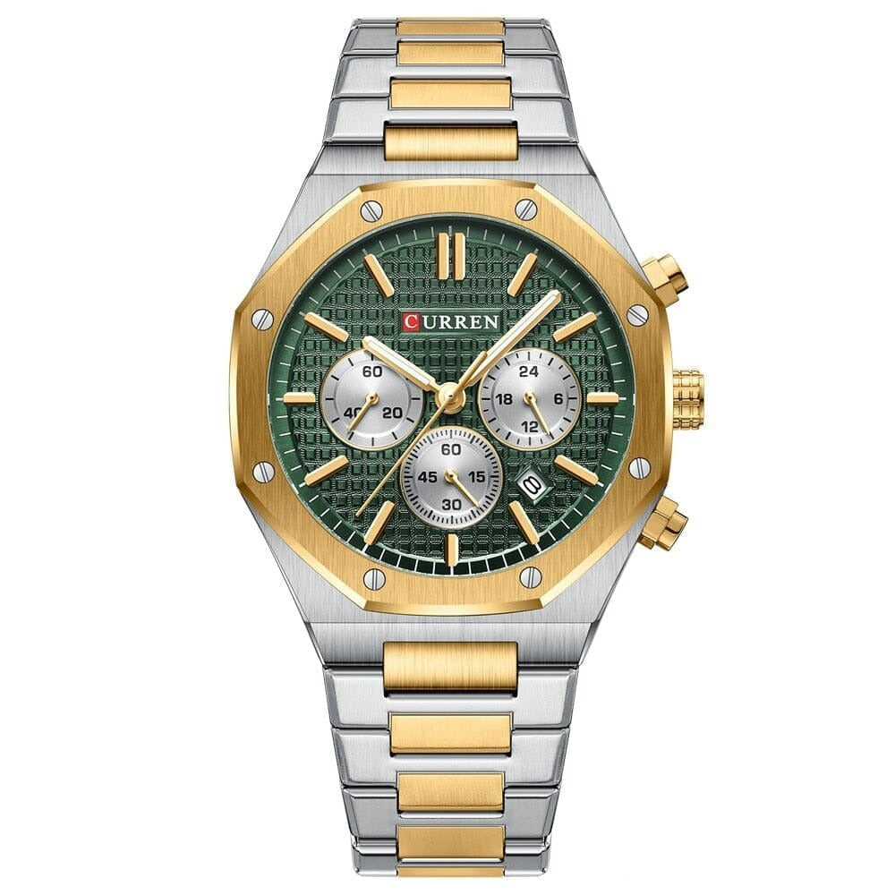 Relógio Curren Gentleman Vitrinni Shop Dourado e Verde 